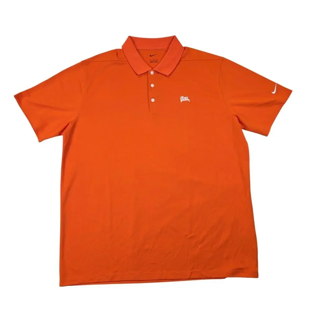 Nike Mens XL Polo Shirt Golf Short Sleeve Orange Performance Athletic